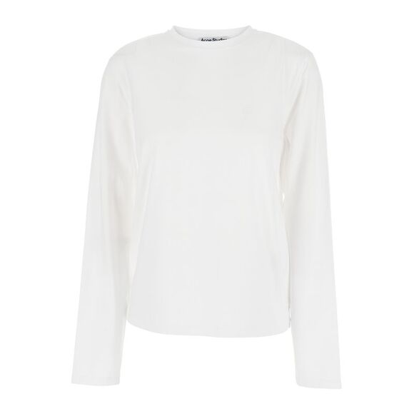 ACNE STUDIOS Sweaters - Acne Studios Women White Long-Sleeved T-Shirt With Logo On Back In Cotton Woman